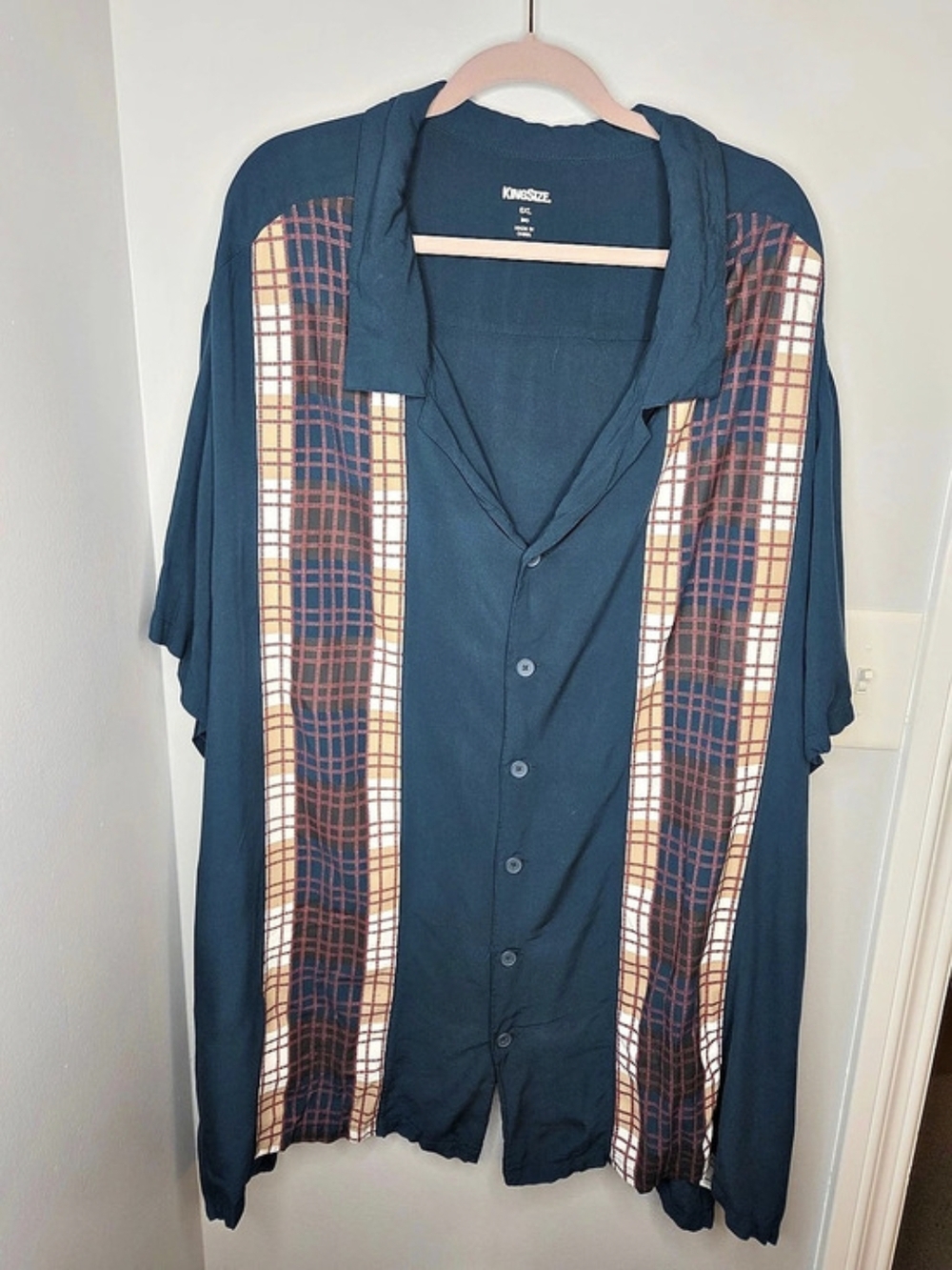 Kingsize Plaid Rayon Shirt Size 6XL